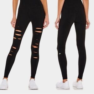 ALO Yoga Ripped Warrior High-Waist Leggings in Black